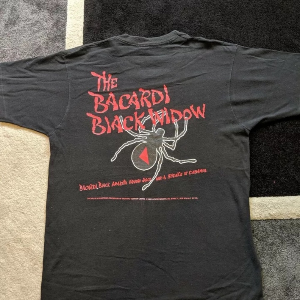 Vintage Bacardi Black Widow Promo T Shirt Size L